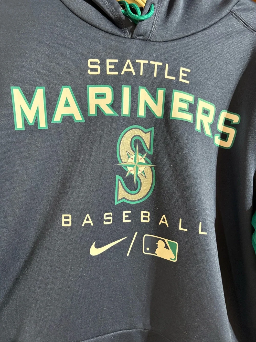 Nike Mariners Navy and Teal Crewneck Hoodie